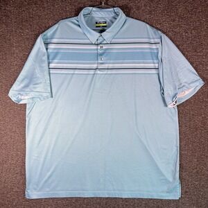 Ben Hogan Performance Polo Shirts‎ Mens 2XL Light Blue Striped Golf Activewear